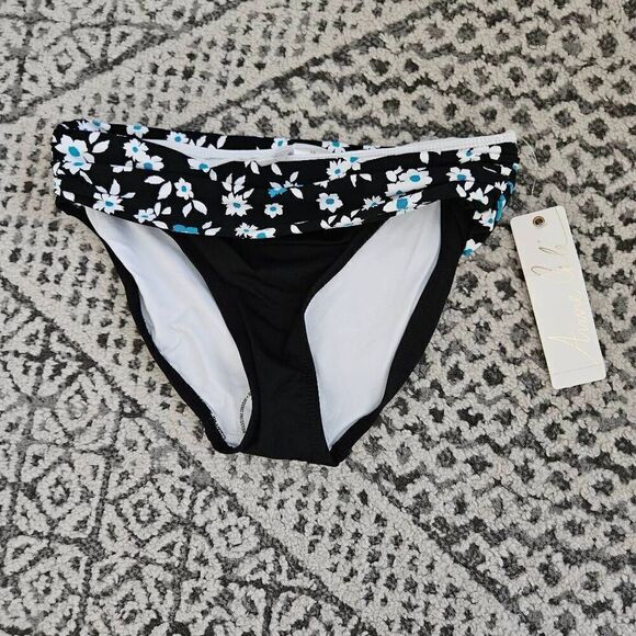 3/$15 Ann Cole Fold over Floral Bikini Bottom in Black Size XS - Picture 1 of 4